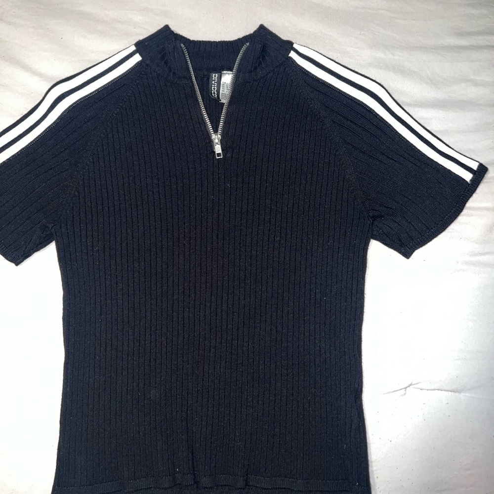 Black and white stripe zipper top from H&M